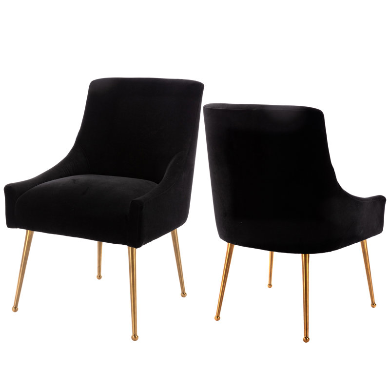 Johileny Velvet Side Chair, Black Velvet