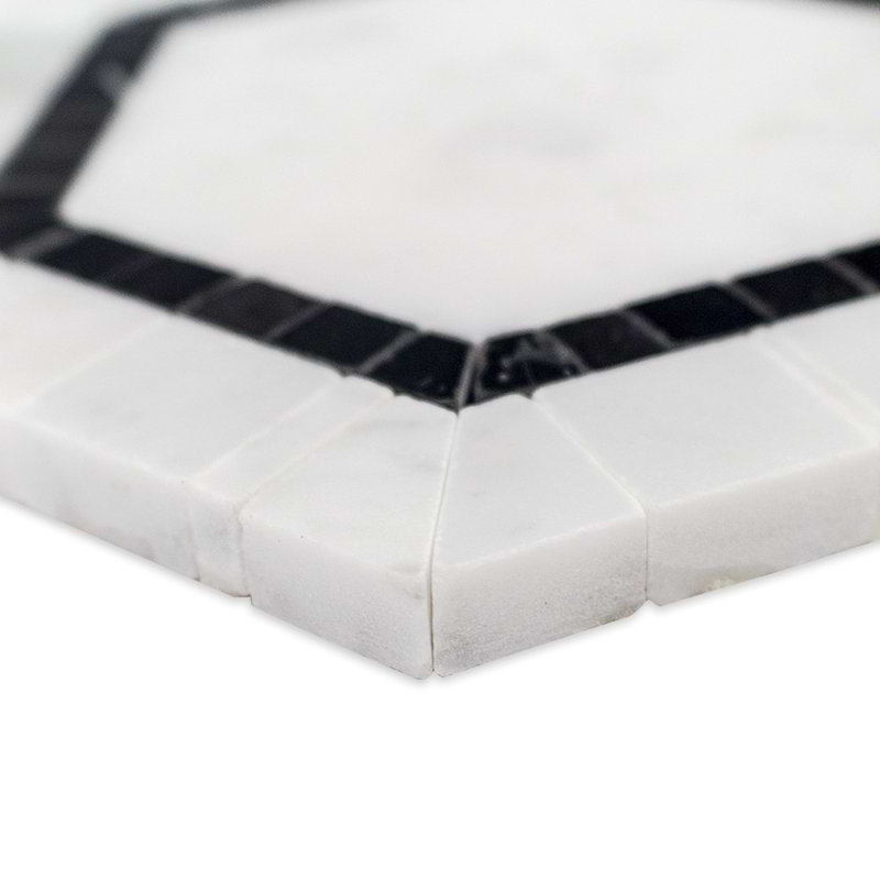 Nova 6" Hexagon Polished Marble Mosaic Tile, Pavo