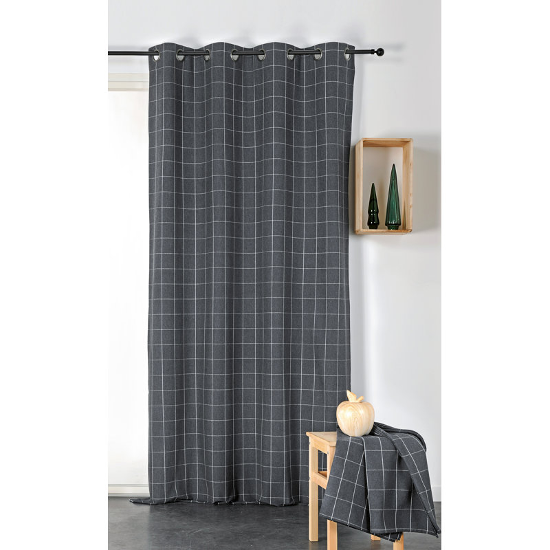 Ellen Eyelet Room Darkening Single Curtain, Dark Grey