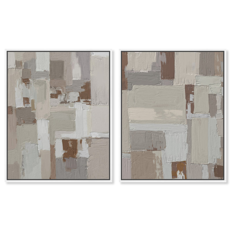 In Place Set Canvas Abstract Print by Oliver Gal, Black Frame, 16 x 20, 17"H x 21"W, White Floater Frame
