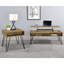 Charming Square End Table In Golden Oak And Black With Storage Rustic Powder Coated Metal Support