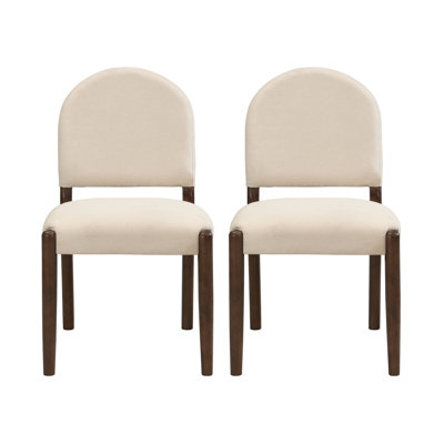 Ellis Mid-Century Fabric Upholstered Armless Dining Chairs With Rubberwood Frame