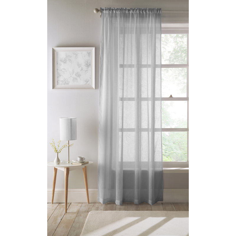 Cartell Semi Sheer Curtain Single Panel, Silver, 140 W x 229 D cm