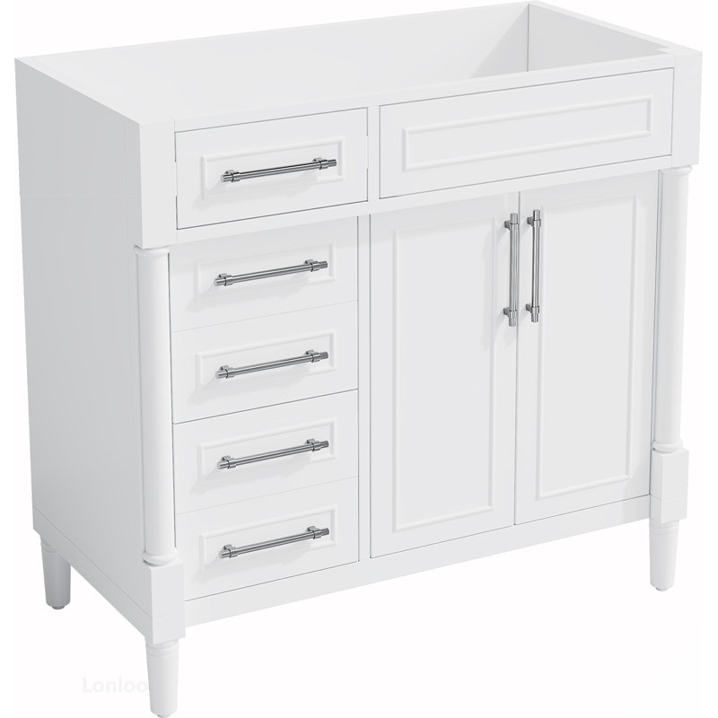 Armoire de salle de bain autoportante polyvalente avec plusieurs tiroirs et tablette réglable pour un rangement optimal