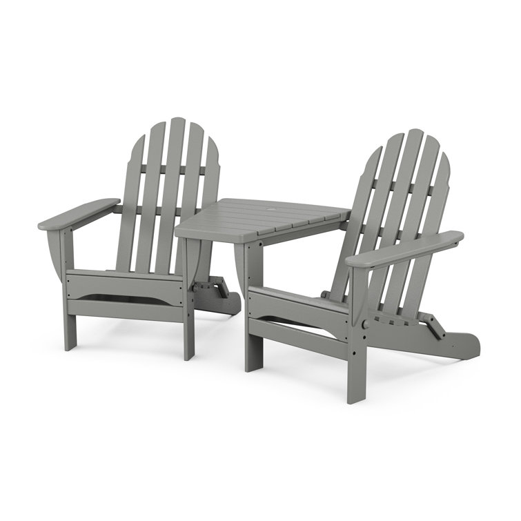 Classic Folding Adirondacks with Angled Connecting Table