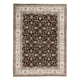 Hand Knotted Wool Area Rug in Black And Ivory