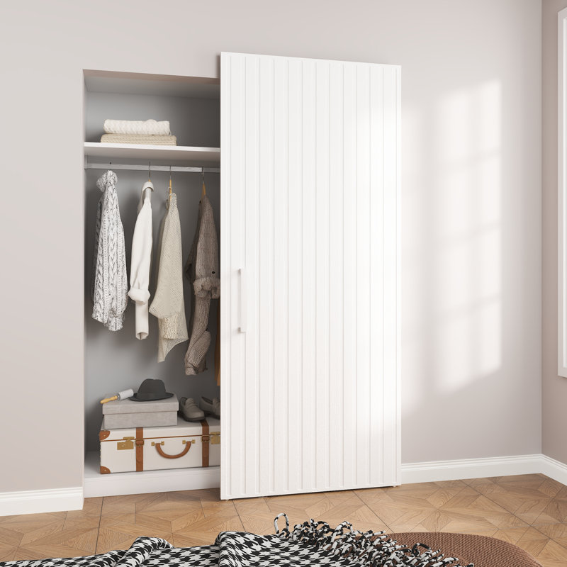Concealed Invisible Magic Prefinished/Laminated White Sliding Doors With Installation Hardware Kit and Door Handle, White