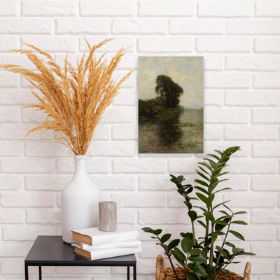 Moody River Reflections Peaceful Serene Tranquil Lily Landscape Nature Wall Art Print by Mathieu - Wrapped Canvas Print