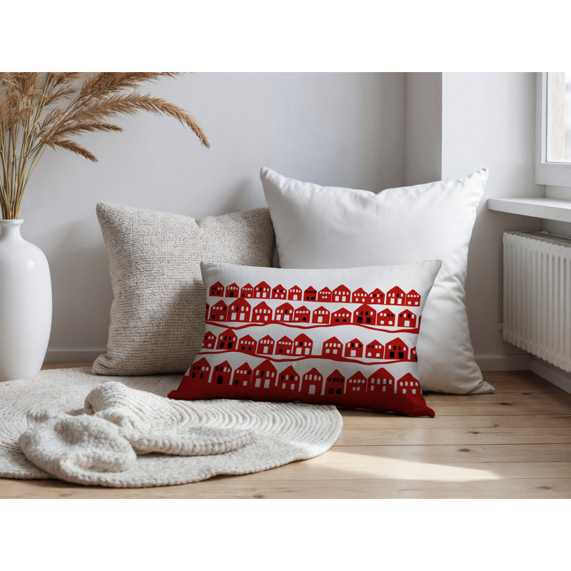 Coussin rectangulaire intérieur / extérieur Amiro, Rouge, Rectangle H 18 po x l 25 po