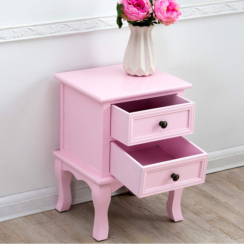 Stephon 35cm W Manufactured Wood Bedside Table, Pink/Pink