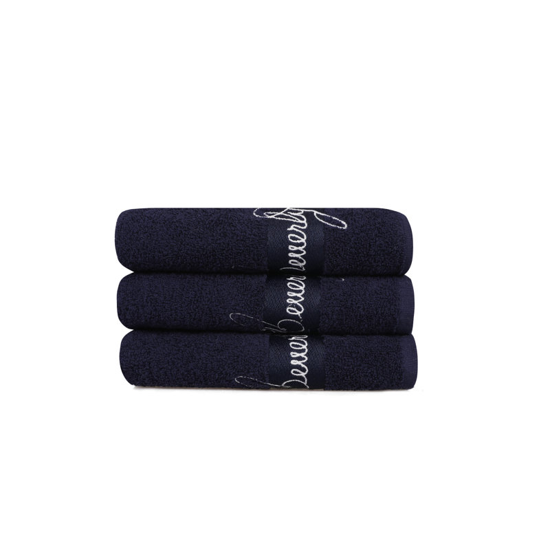 Ensemble de serviettes 3 pièces 100% coton, Bleu foncé