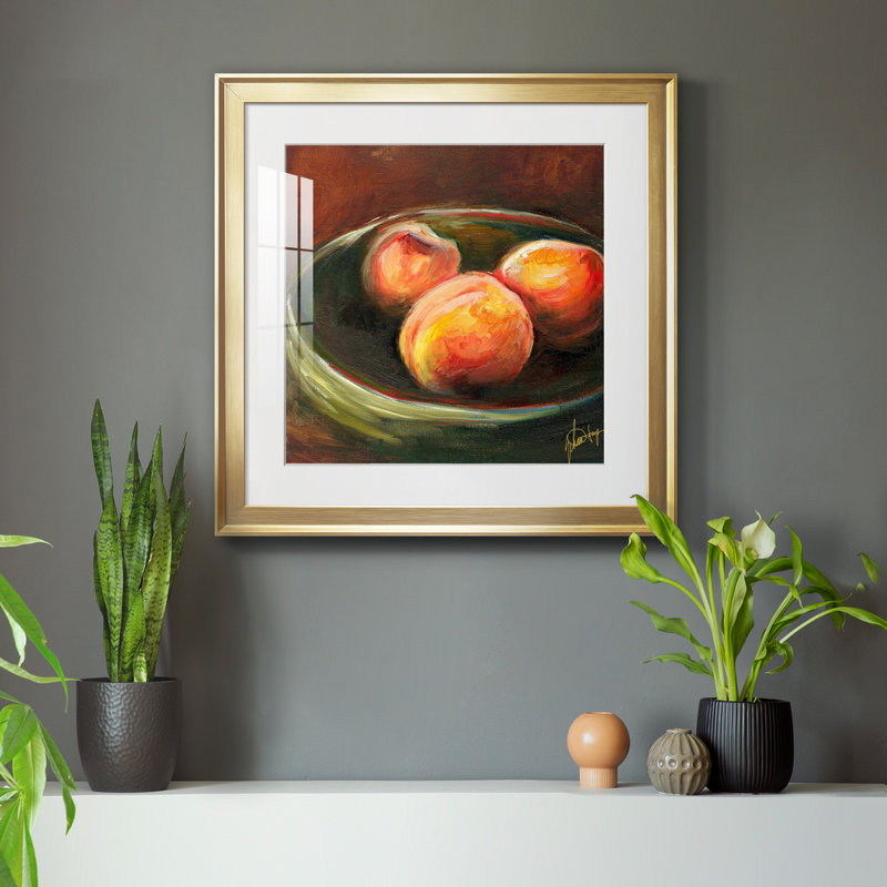 Printed Fruit rustique II - reproduction encadrée de qualité supérieure - prête à être accrochée, Cadre doré