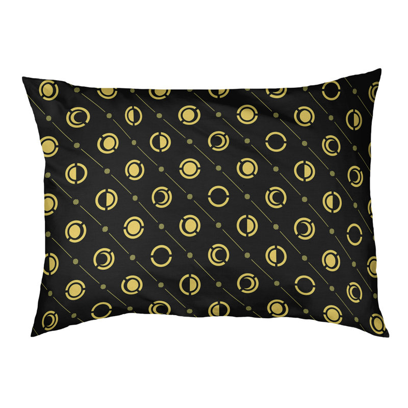 Coussin d’extérieur pour chien moon phases Chenault, Petit (l 28 po x P 6 po x H 18 po), Jaune / Noir