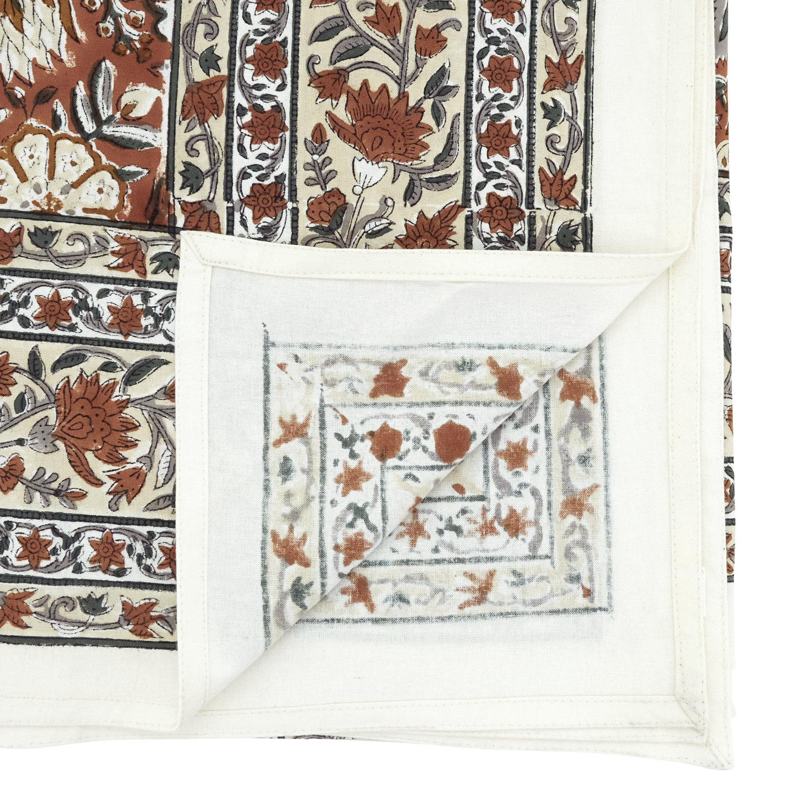 70" Floral Cotton Tablecloth