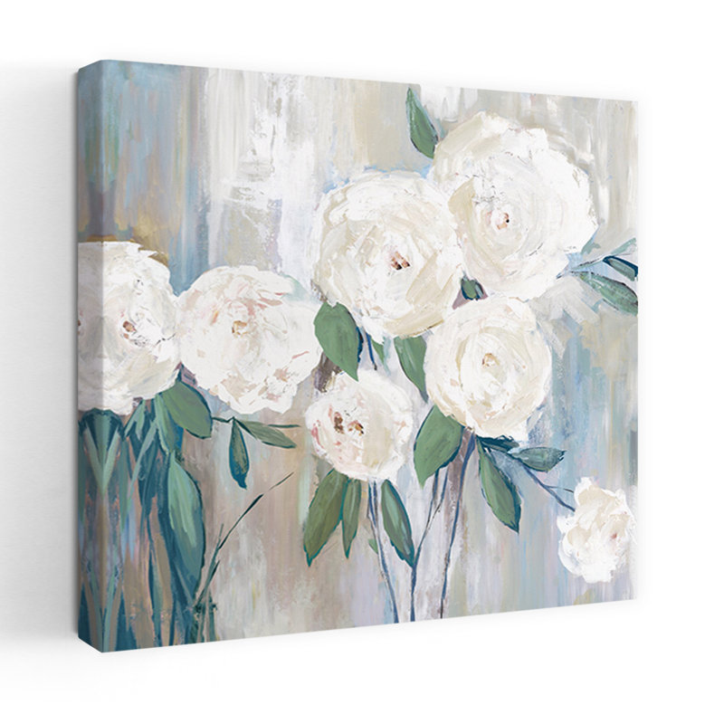 Roses blanches, art délicat, nature, délicate et abstraite, H 24 po x l 24 po