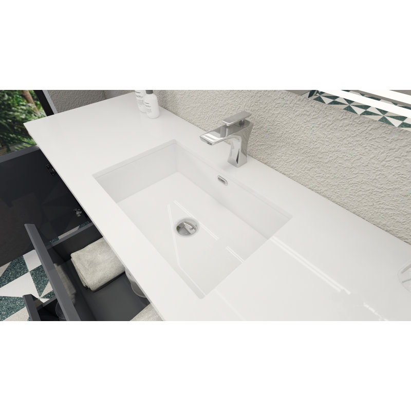 59'' Single Bathroom Vanity with Acrylic Top, Hight Gloss Gray