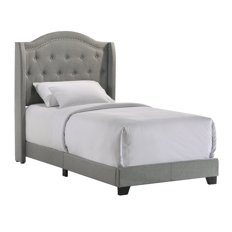 Upholstered Wingback Bed, Twin