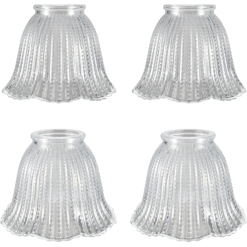Clear Beaded Glass Bell Ceiling Fan Replacement Shades, Set of 4