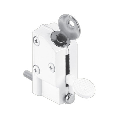 Diecast, White, Keyed Step-On, Sliding Patio Door Lock (Single Pack)