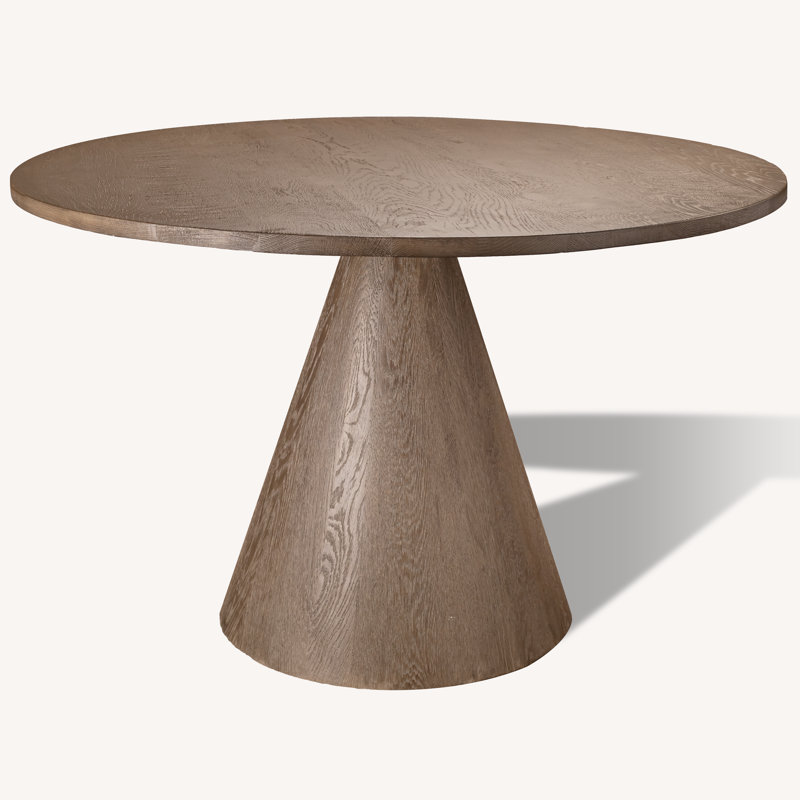 Solid Oak Wood Round Dining Table with Seating for 4