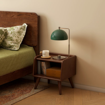 Solid Oak Nightstand-Brown Oak
