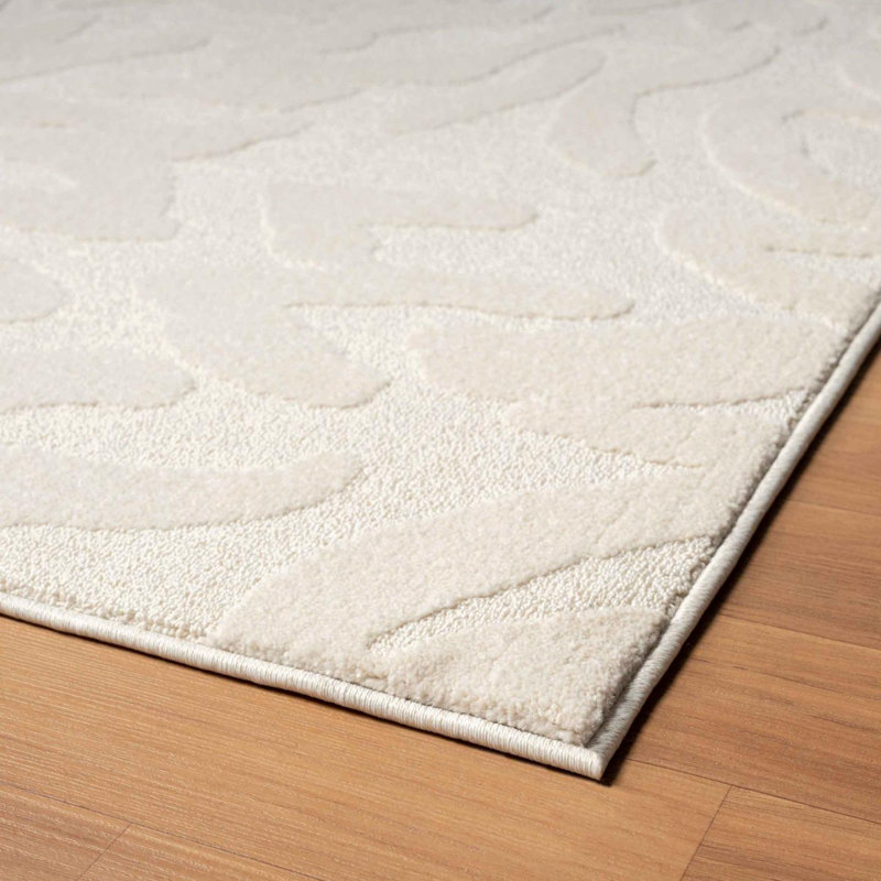 Cream Floral Patterned Synthetic 2x3 Area Rug