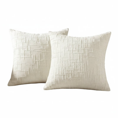18x18 Chenille Throw Pillow Covers Set of 2, Textured Soft Boho Farmhouse Pillow Cases for Bed Sofa Living Room Decor