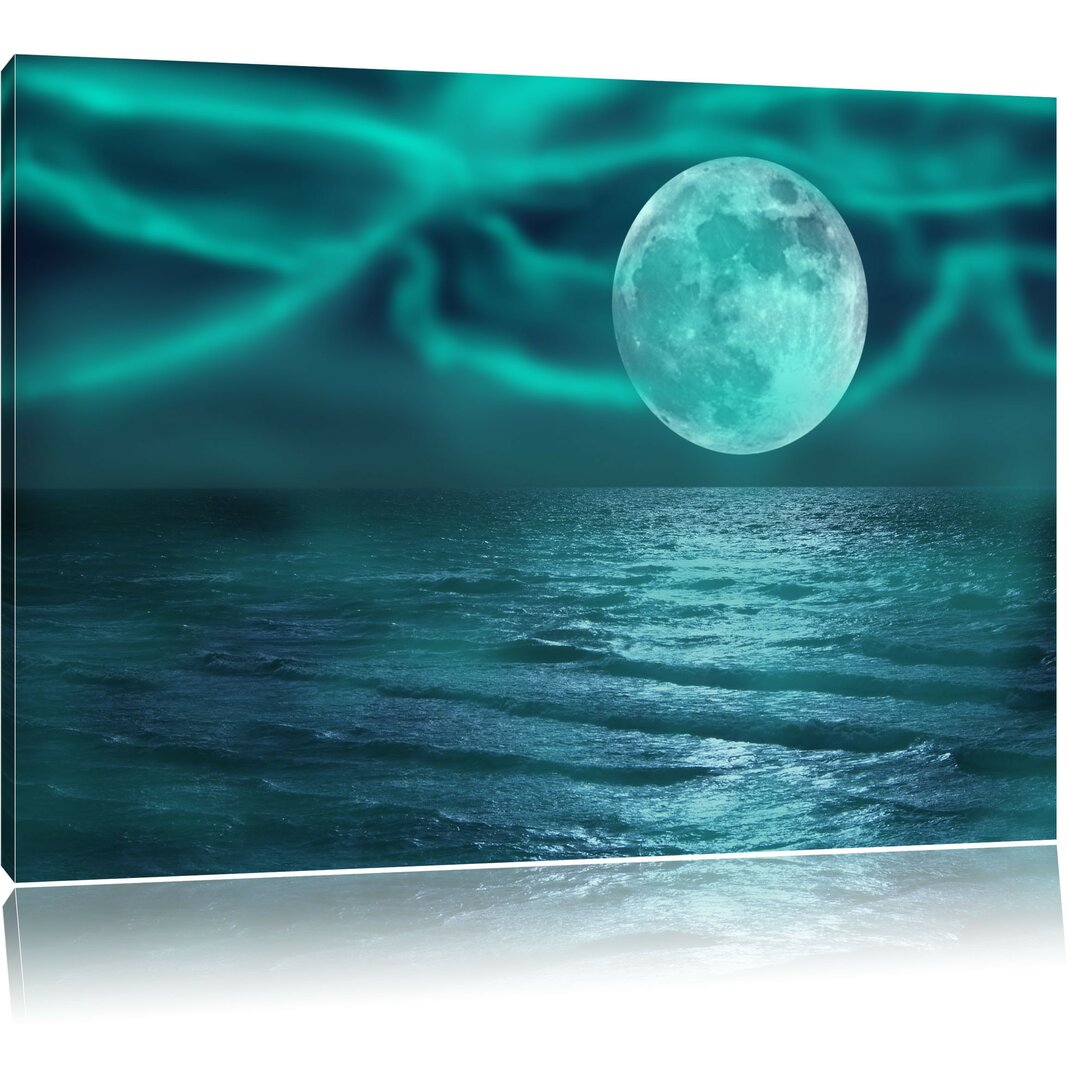 Leinwandbild Ruhige See mit Vollmond