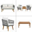 Ensemble de conversation pour patio 4 pièces, causeuse en bois massif, 2 chaises et table, ensemble de conversation avec coussins pour la cour, la piscine et le jardin-1905450723
