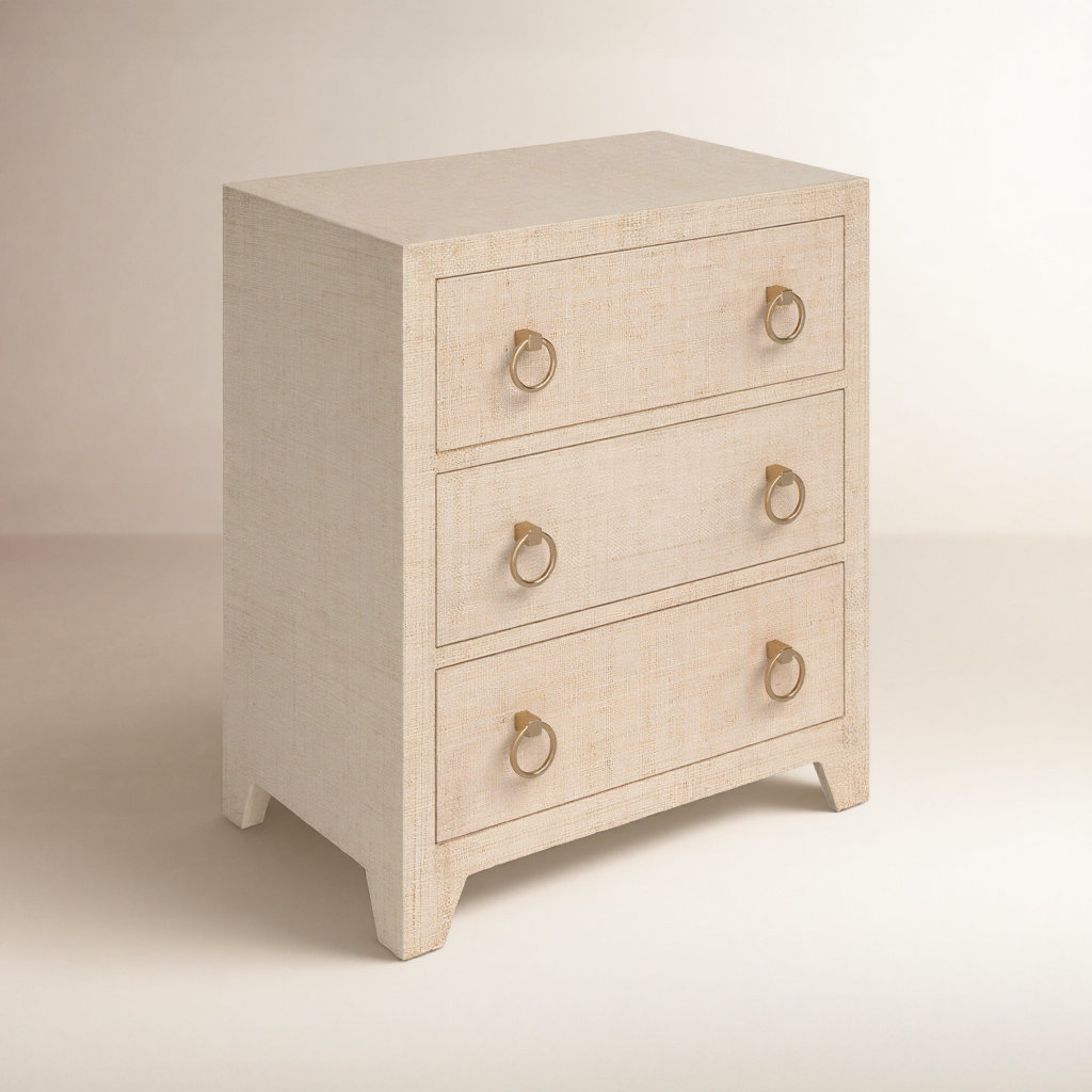Cleo 3-Drawer Nightstand, Natural