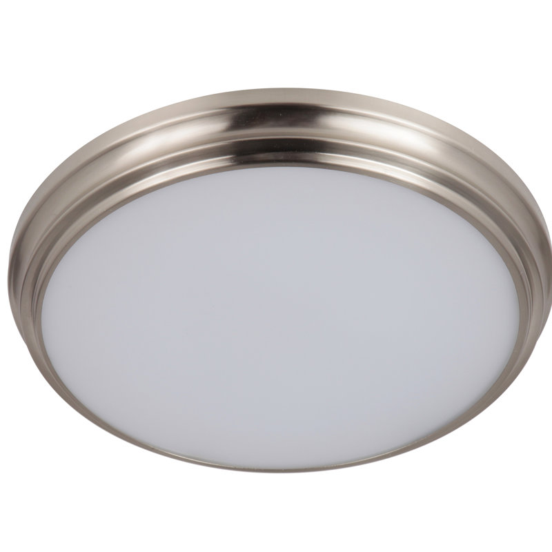 Plafonnier encastré 1 lumière DEL , Nickel poli brossé, H 1,13 po x l 11 po x P 11 po