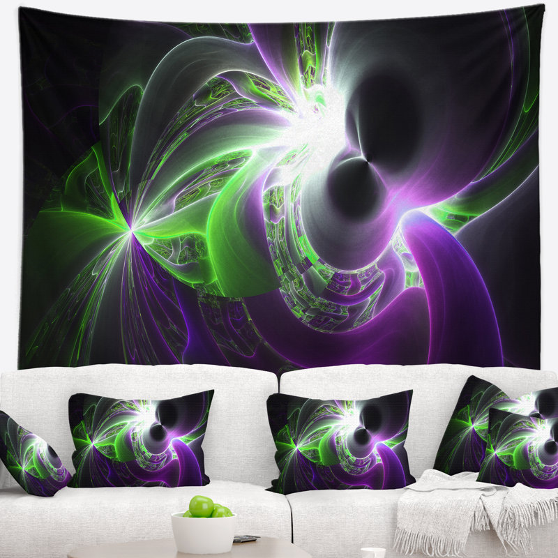 Tapisserie de plasma vert violet brillant, H 50 po x l 60 po