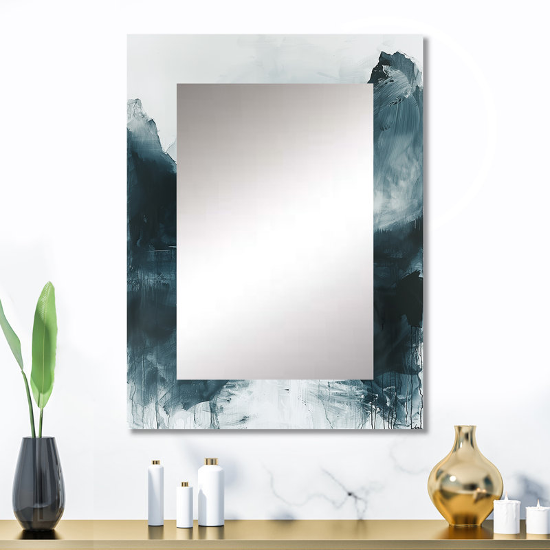 Winter frozen lake wilderness explorer - Mountains Wall Mirror, Traditional Decorative Mirror, Printed Metal Art, 32" x 24"