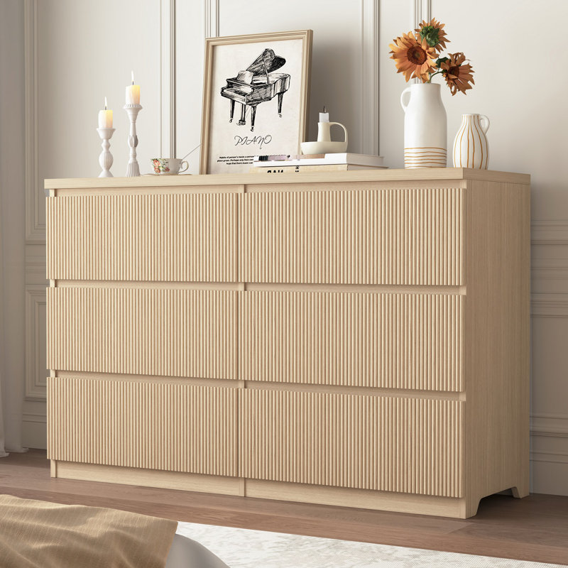 Commode cannelée 47 tiroirs l 47 po, Beige