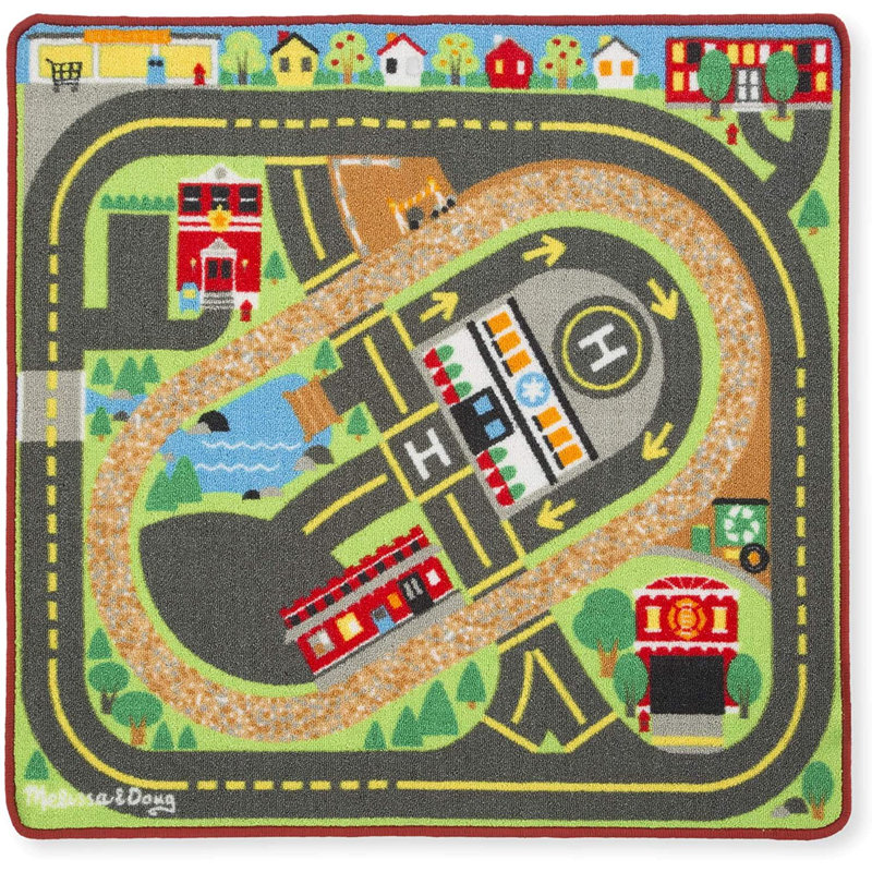 Tapis de jeu gris / brun / vert tissé à la machine