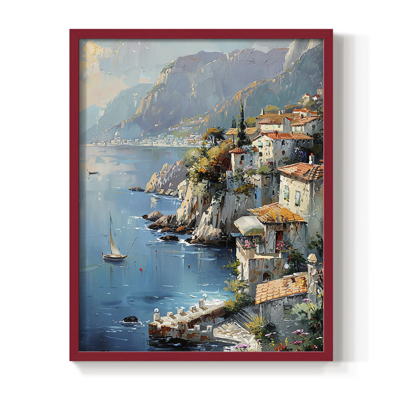 NAUTICAL Series DLXI, reproduction encadrée - bois massif, Rouge, H 21 po x l 17 po