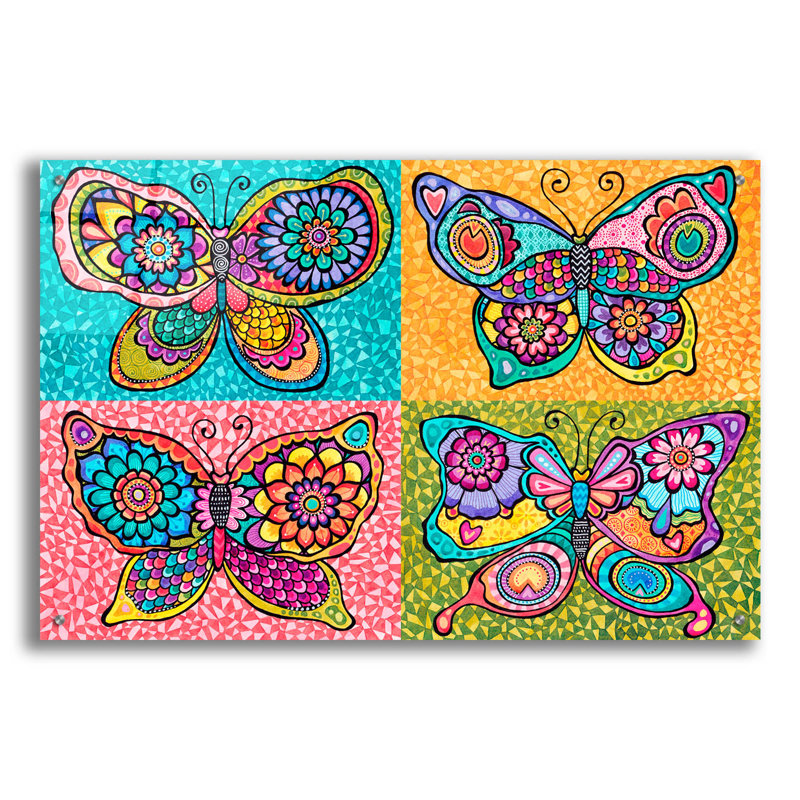 «Four Butterflies» par Hello Angel, H 24 po x l 36 po x P 0,2 po