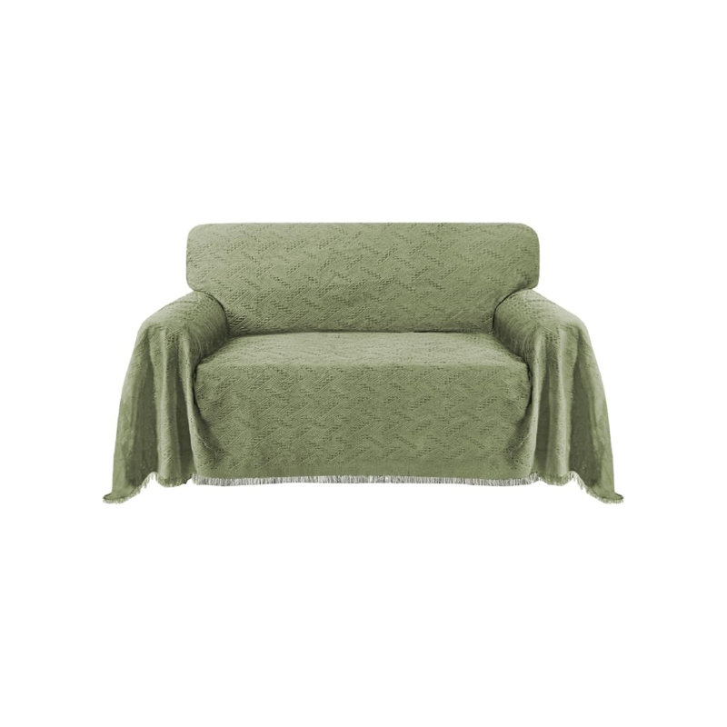 Box Cushion Sofa Slipcover, 180cm H x 260cm W, Sage