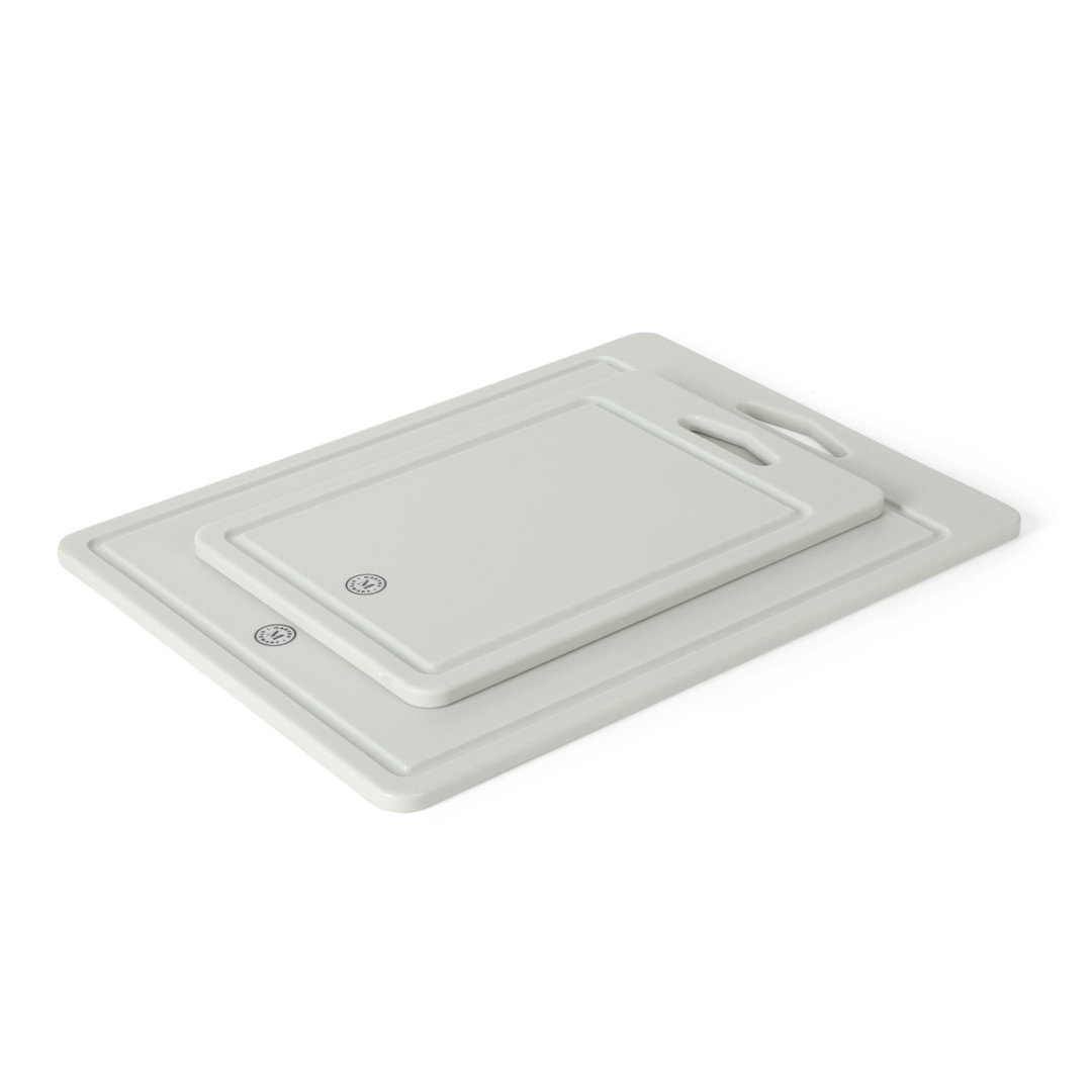 Martha Stewart Polypropylene Cutting Board 2pc Set (16" x 12" and 12" x 8") - Linen Martha Stewart
