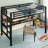 Metal Twin Size Loft Bed with Power Outlet and LED Lighted for Bedroom-2077671781