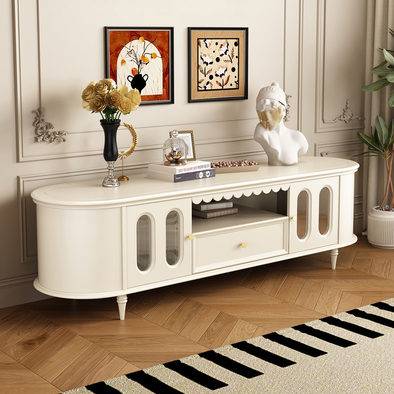 Simple Solid Wood TV Cabinet, 23.03"H x 86.61"L x 17.72"W