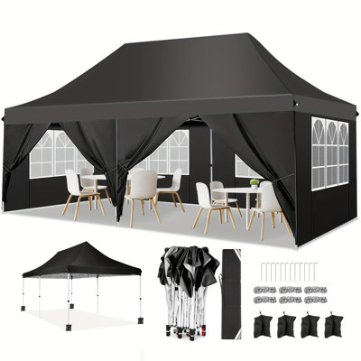 10'x20' Pop Up Canopy Tent with 6 Removable Sidewalls, Instant Outdoor Canopy 