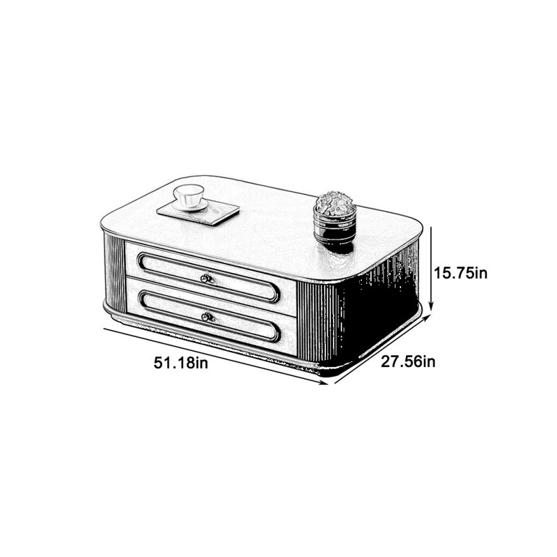 Table basse ronde d'angle avec grand rangement,  H 15,75 po x l 51,18 po x P 27,56 po