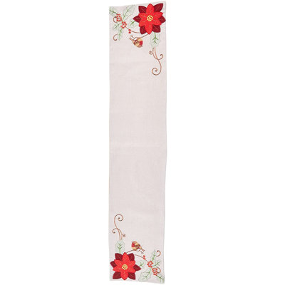 Poinsettia Seasonal Picks Christmas Table Runner