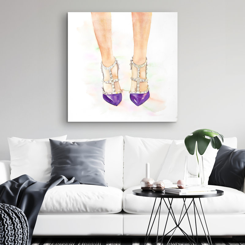 studded high heels - 32"x32" art on canvas
