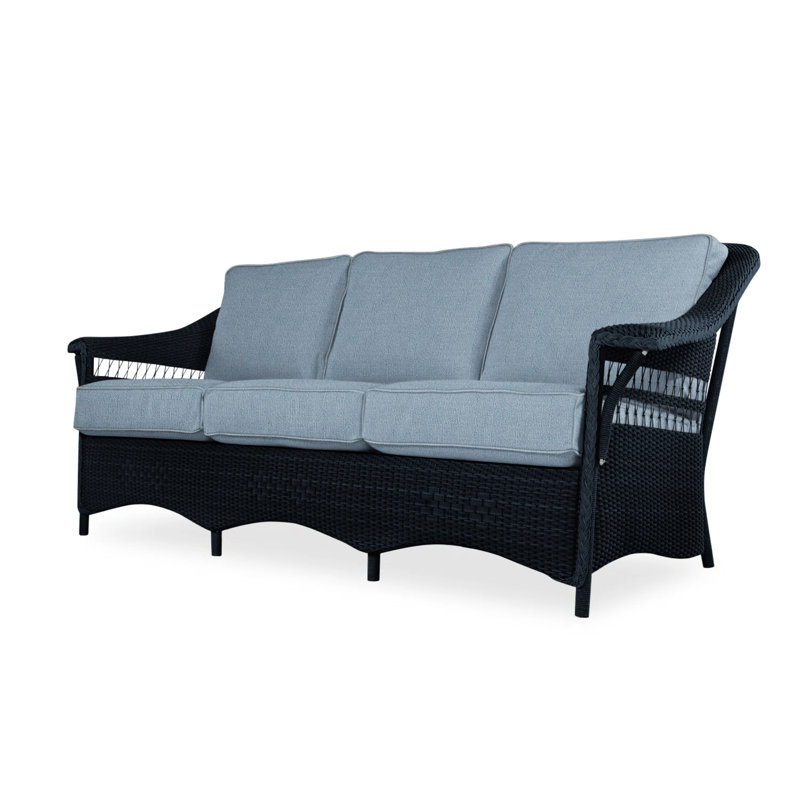 Nantucket Outdoor 3 - Seat Patio Sofa, Hansen Sky, Ebony