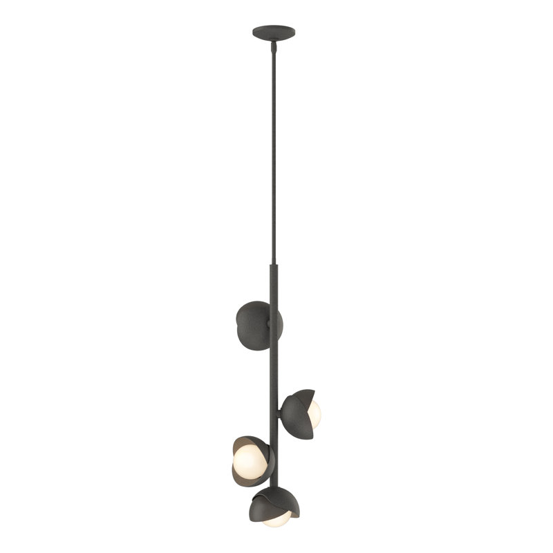 Luminaire suspendu grappe linéaire à 4 lumières Brooklyn, Fumée foncée, Fer naturel