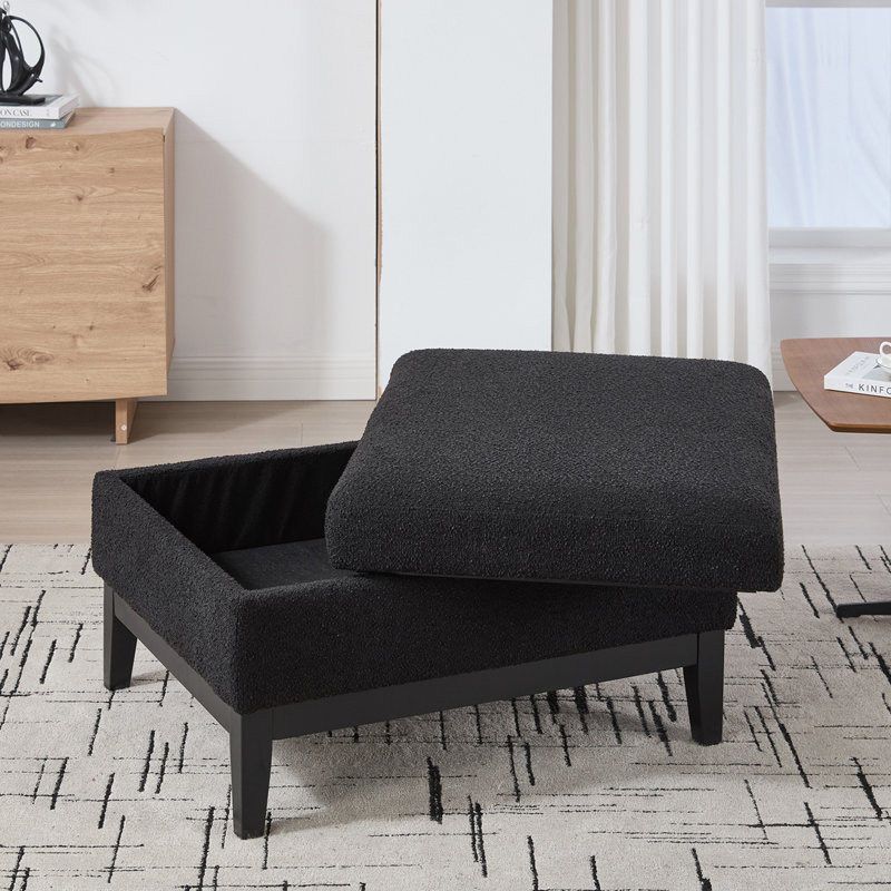 Table basse avec repose-pieds 33,8 po, Noir, Black