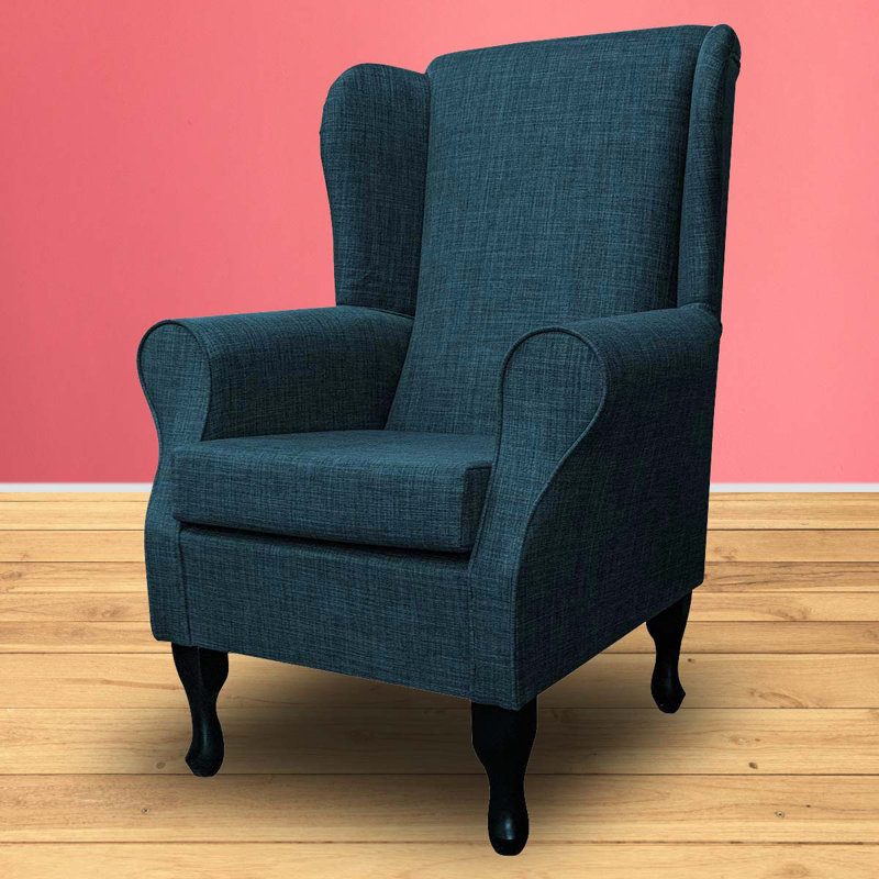 74cm Wide Tufted Wingback Chair, Blue