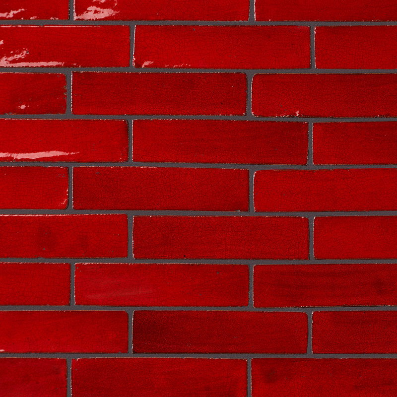Emery 2x8 Handmade Crackled Glossy Terracotta Subway Tile